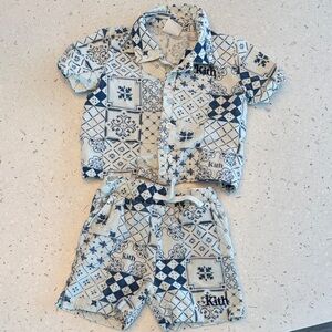 Kith Kids Blue and Cream Patterned Short set sz 12-18mo